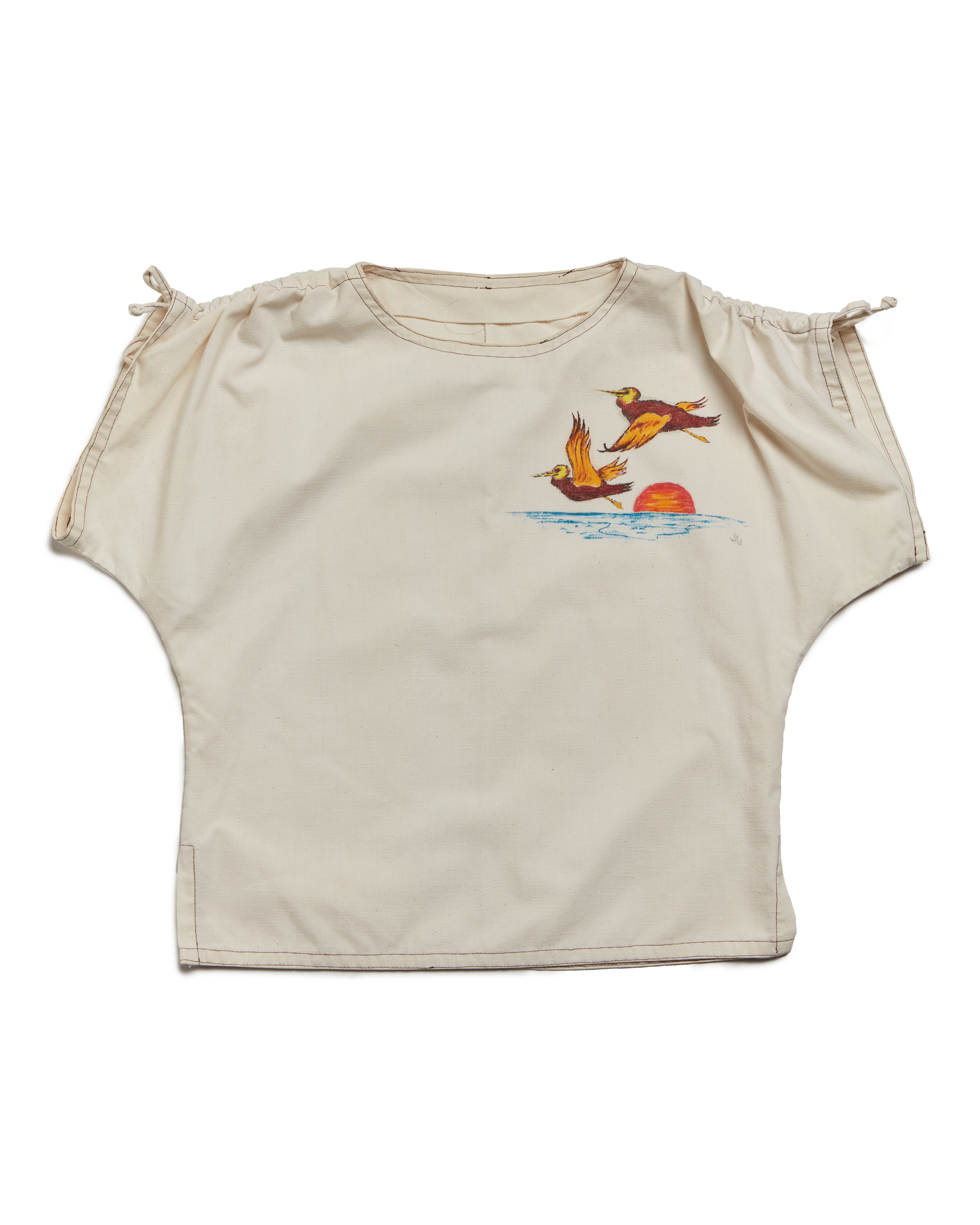 70s Handmade Bird Smock Top