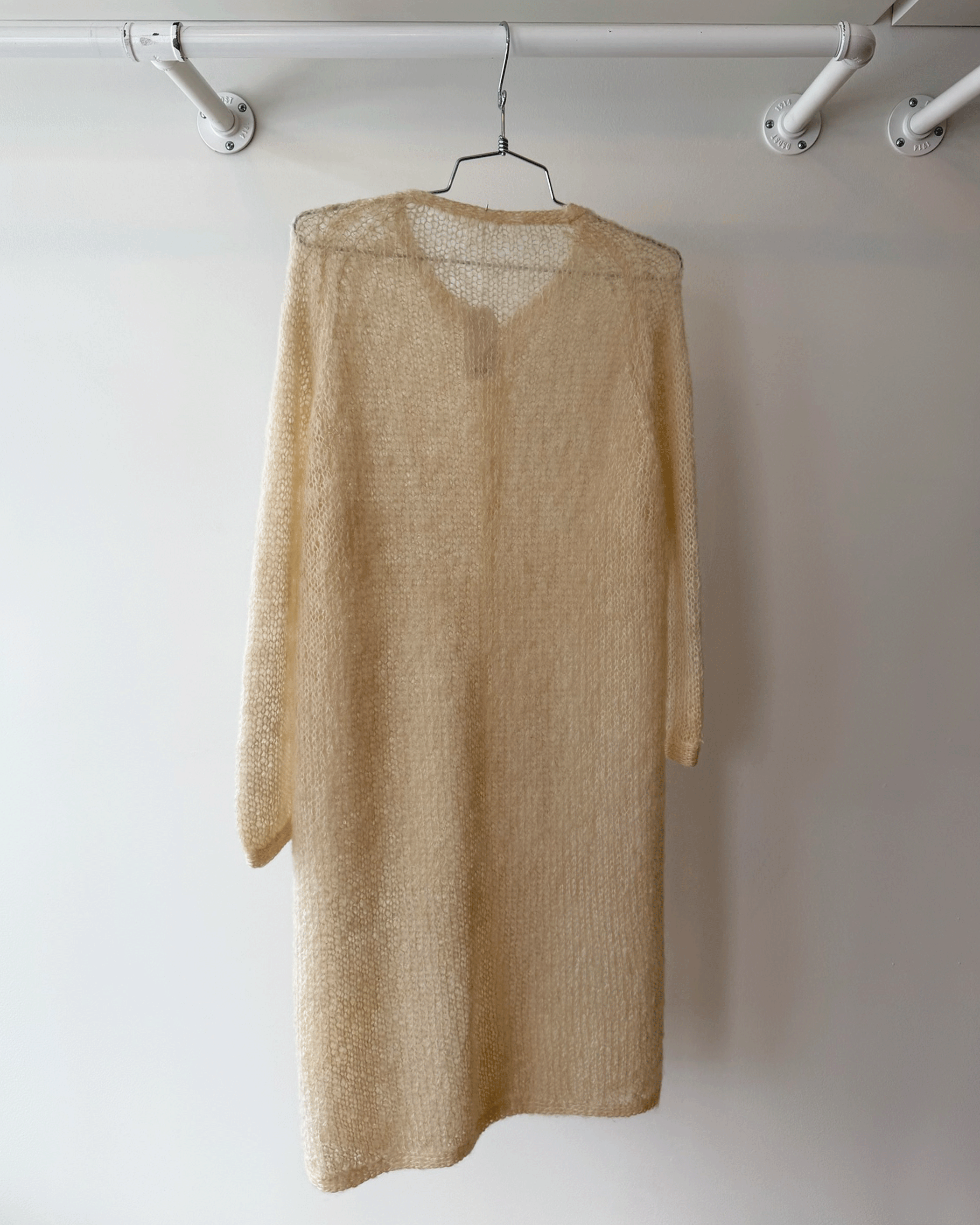 Cream Mohair Long Cardigan