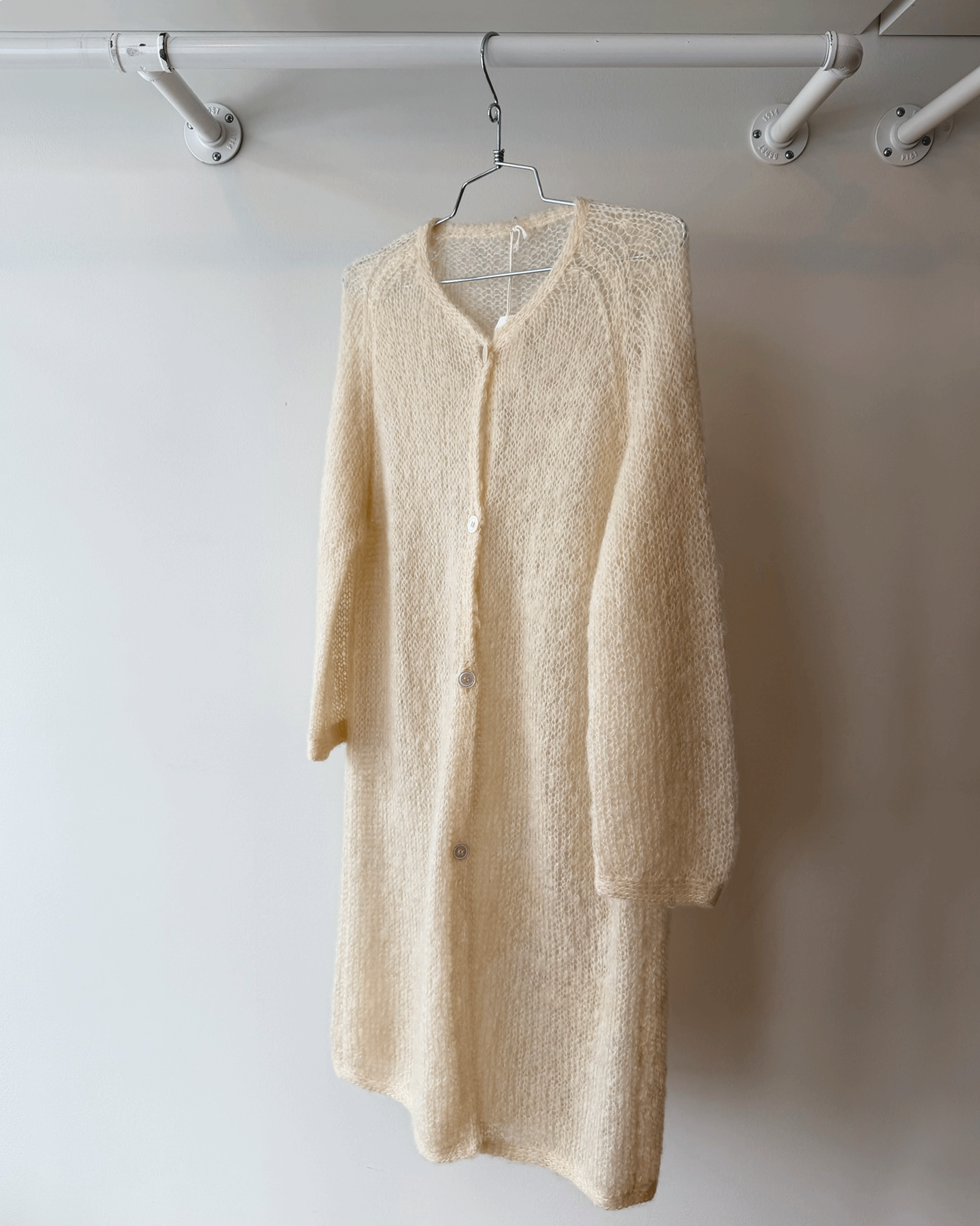 Cream Mohair Long Cardigan