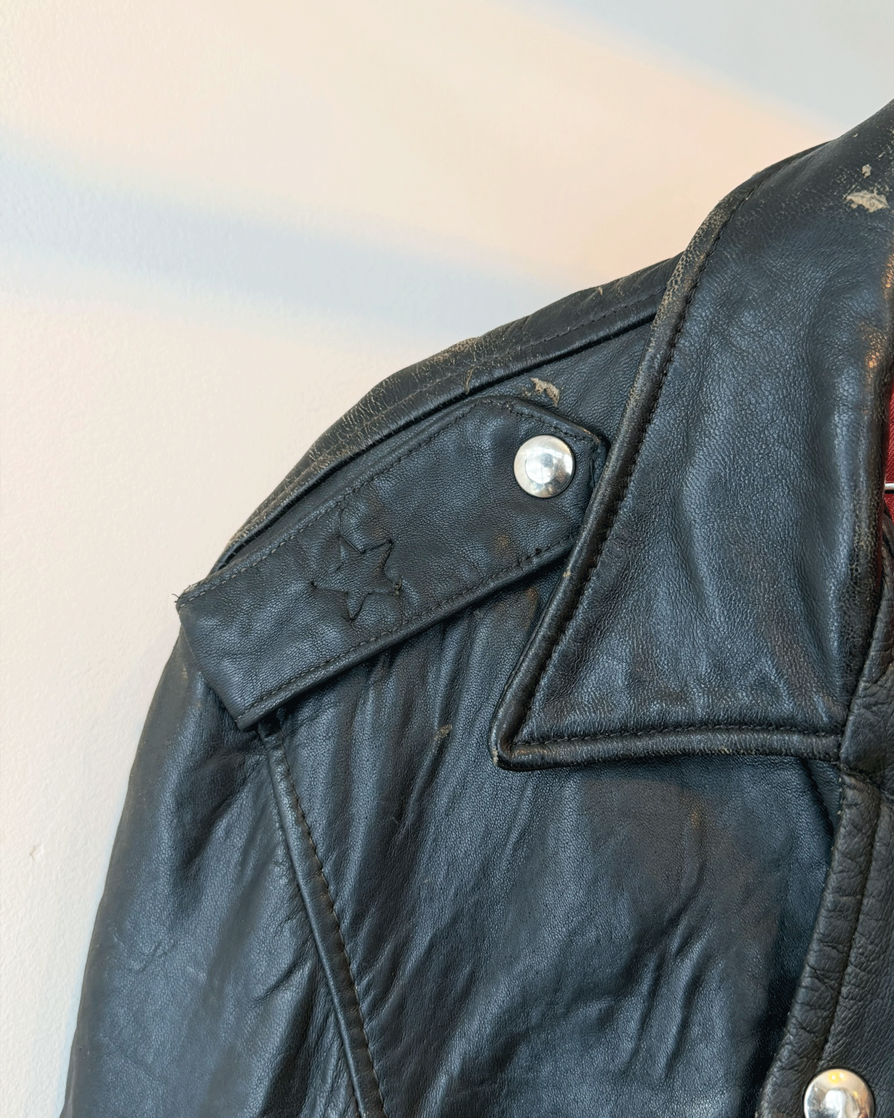 50s Black Belted Leather Jacket