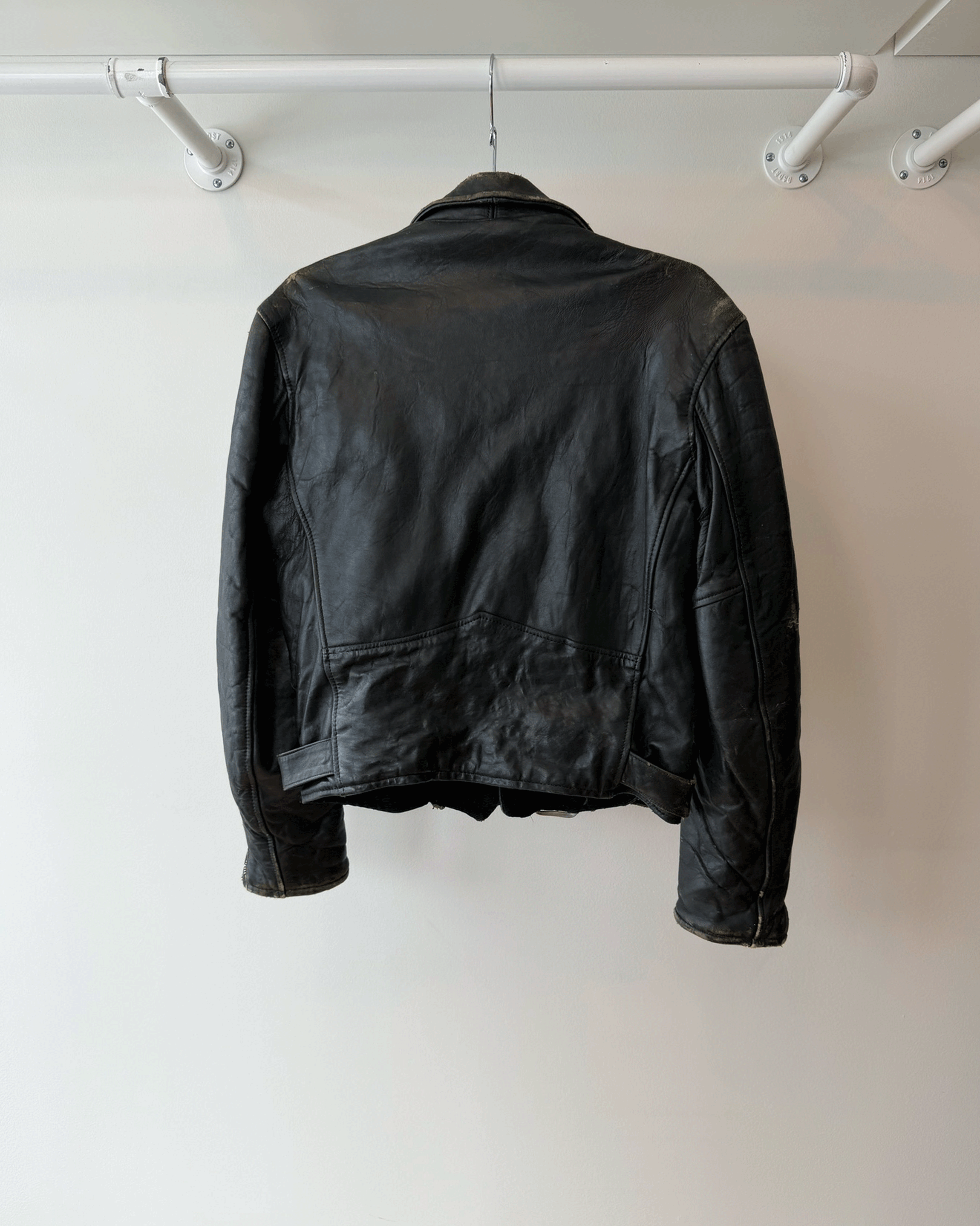 50s Black Belted Leather Jacket